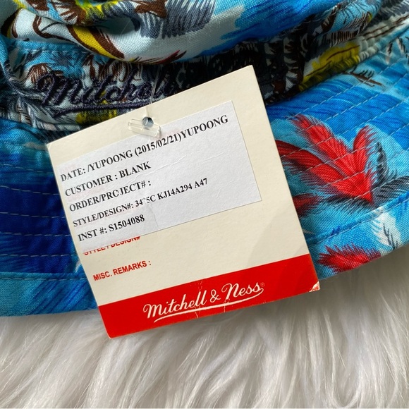 NWT Mitchell & Ness Chicago Bulls Hawaiian Bucket Hat Tropical Surf Blue NBA - Picture 5 of 9